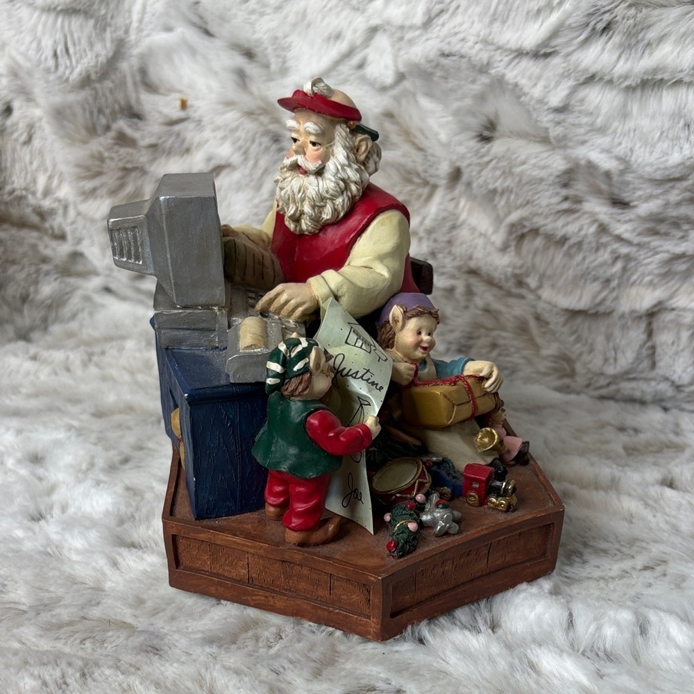 Vintage Santa's Workshop. Checking His List. Music Box. CBK, Ltd